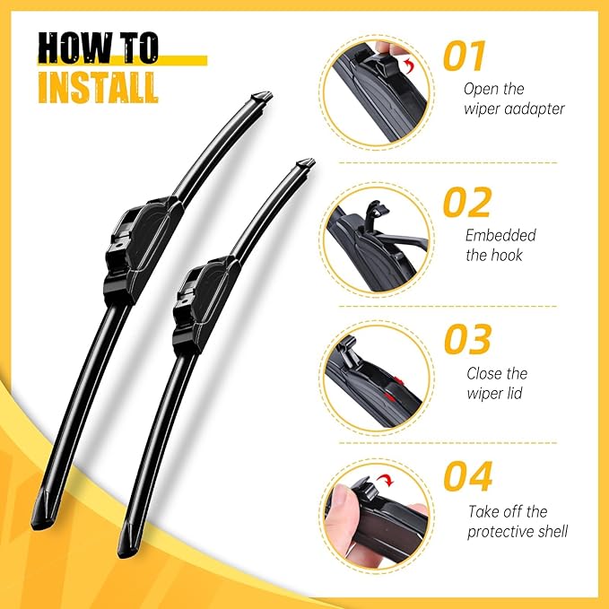 MIKKUPPA 24"+17"+12" Windshield Wiper Blades Replacement for 2006-2012 Toyota RAV4, Front & Rear Wiper Blades, Durable Stable Quiet All Season (Pack of 3)
