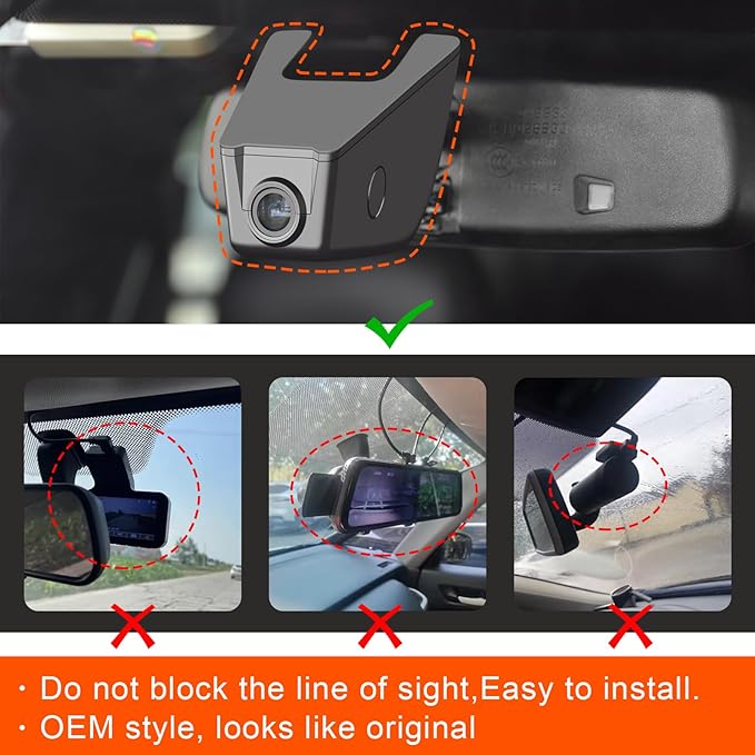 Mangoal Front 4K & Rear 1080p Dash Cam fit for GMC Sierra Select 1500 2014-2021 Select 2500/3500 2015-2023(Model E), NO Vehicle Sensor Cover, 2160P Video, WiFi & APP, 128GB Card