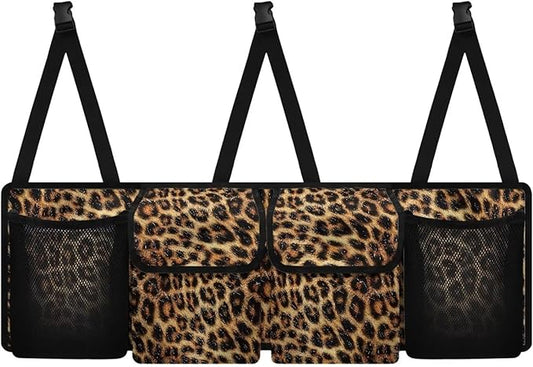 Backseat Trunk Organizer for Car Brown Leopard Print Back of Seat Car Organizer with Extra Storage Space for SUVs,Trucks,Vans,Car Organization