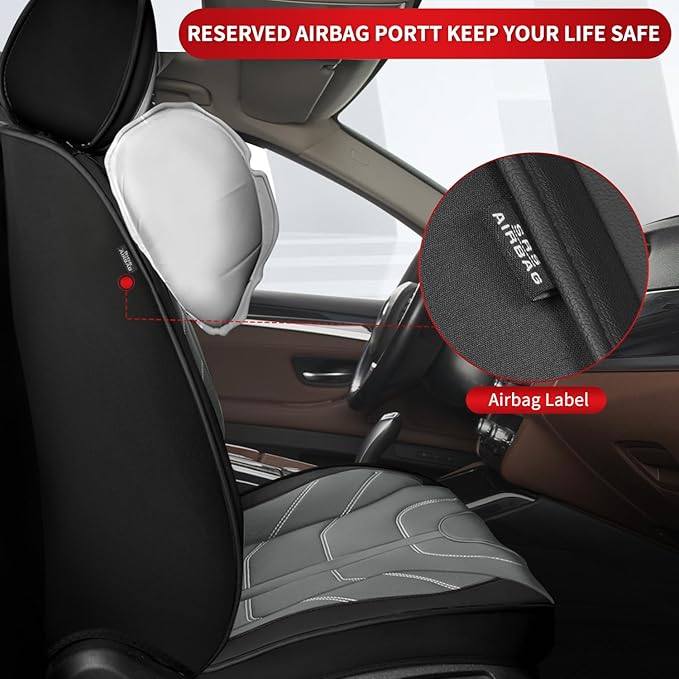 TTX LIGHTING Car Seat Covers fit for Chevrolet Traverse 2018-2026 Front Seat: Premium Leather Automotive Seat Cover with Airbag Compatible Waterproof (2 Seats, Black & Gray)
