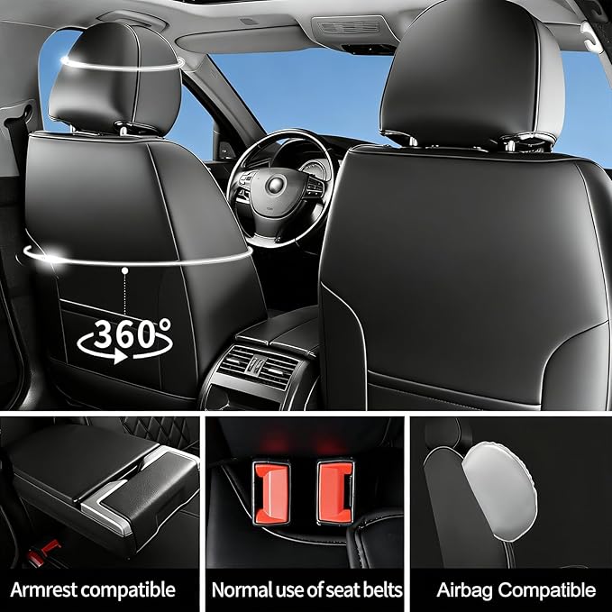 Fit for Venue Seat Covers Compatible with Hyundai Venue 2020-2026 - Waterproof Breathable Leather Automotive Seat Cushions Protector,Only 2 Front seat Covers(Black)