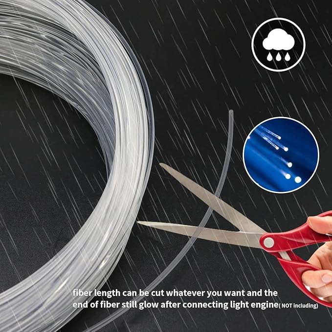 AZIMOM PMMA Plastic End Glow Fiber Optic Cable 1mm(0.04in) 50m(164ft)/Roll for Star Sky Ceiling All Kind Led Light Engine Driver Source