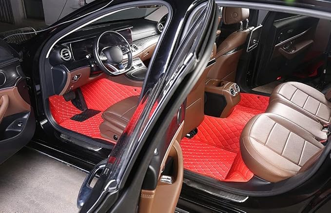 Custome Car Mats Accessories All Weather Floor mats Compatible with Automotive Floor Mats Passenger car mats (All Black White)