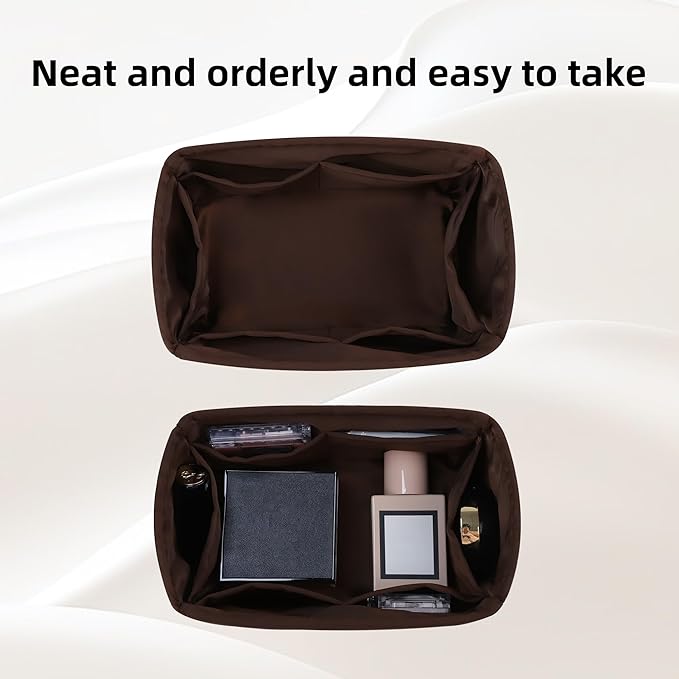 DGAZ Silk Purse Organizer Insert Fits LV Speedy 16/20/25/30/35/45 bags，Silky Smooth Bag Organizer，Luxury Handbag & Tote Shaper（Global Brown，SP35）
