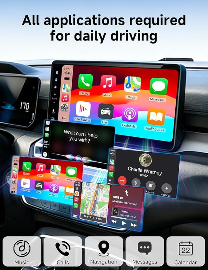 2026 Mini Wireless CarPlay Adapter, Wired to Wireless CarPlay & Android Auto Dongle, Plug and Play, Stable Zero Latency, Compatible for iPhone iOS 10+ & Android 11+