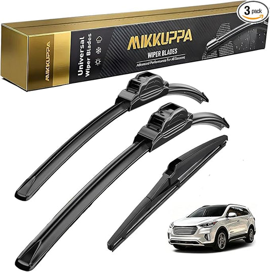 MIKKUPPA 26"+14"+13" Windshield Wiper Blades Replacement for 2013-2018 Hyundai Santa Fe, Front & Rear Wiper Blades Set, Durable Stable Quiet All Season (Pack of 3)