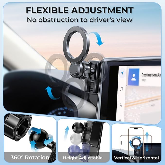 Car Phone Holder for Lexus GX GX550 2026 2025 2024 (Only for 14-Inch Screen) 360° Rotation Magnetic Cell Phone Mount, Compatible with Magsafe, Does Not Affect Air Vent