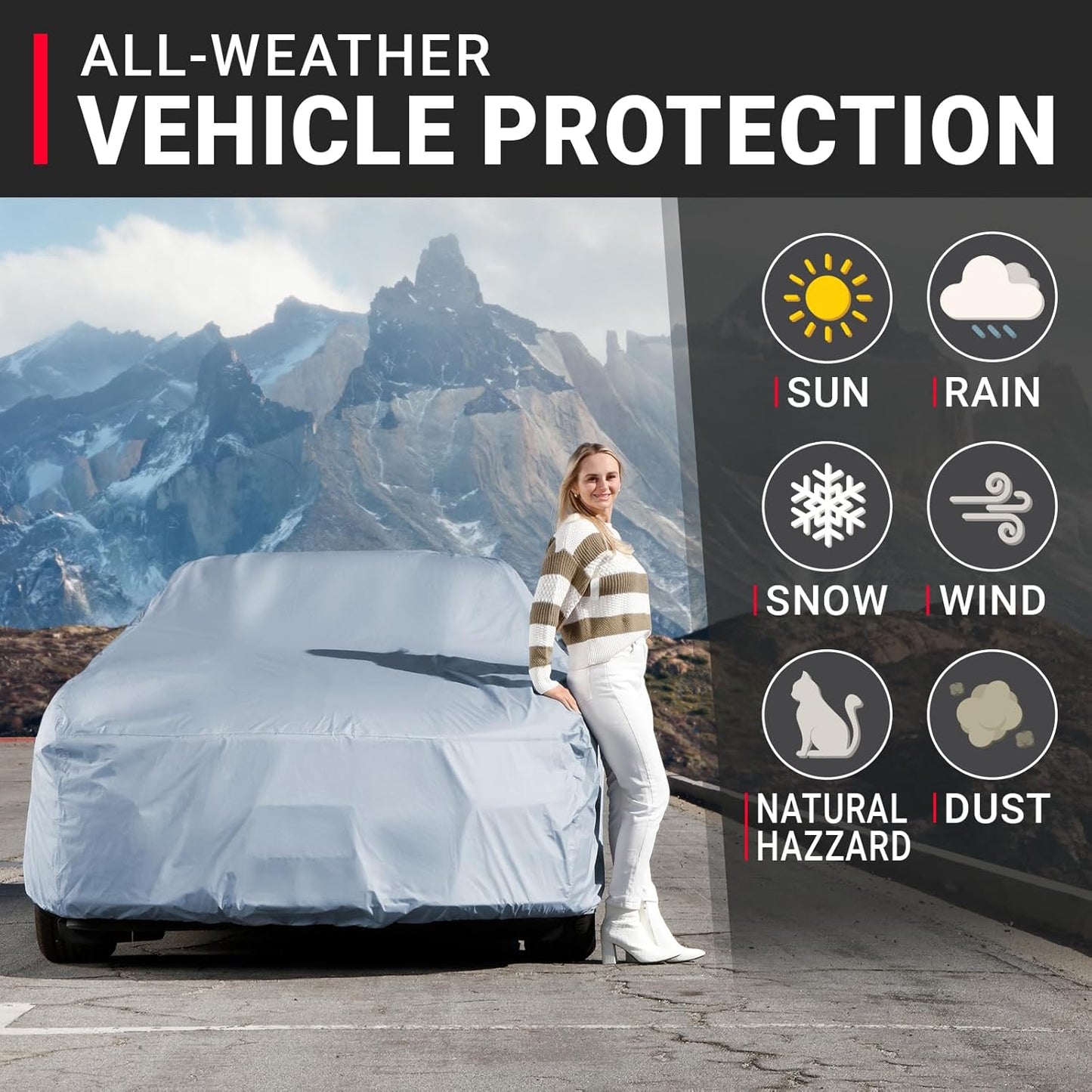 iCarCover Premium Car Cover for 1964-1967 Chevy El Camino Heavy Duty Waterproof All-Weather Automobiles Custom Fit Indoor Outdoor UV Snow Protection Covers with Straps and Bag