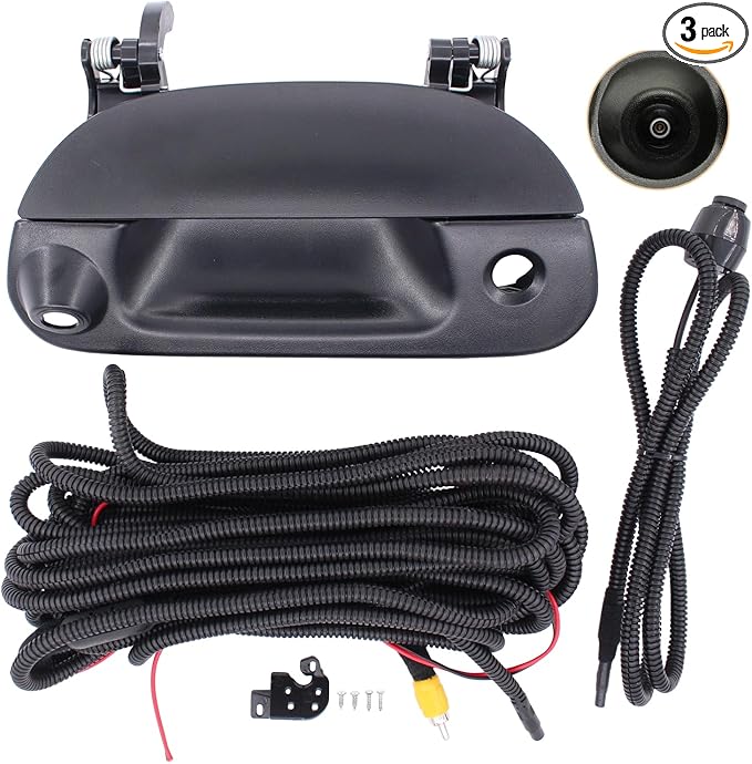 MOTOKU Tailgate Handle and Reverse Rear View Backup Camera with Extension Cable Wiring Harness Kit for Ford Explorer Sport Trac 2001-2005 F-150 1997-2003 F-250 F-350 F-450 F-550 Super Duty 1999-2007