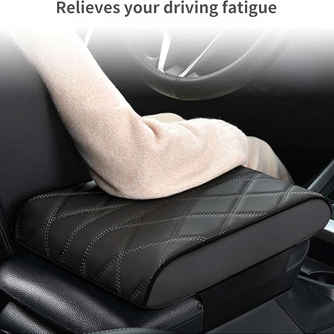 Car Armrest Cushion for Jaguar F-Pace 2015-2019 2020 2021 2022 2023 2024 2025, Car Center Console Cover Armrest Pad Soft Leather Car Interior Accessories,Black