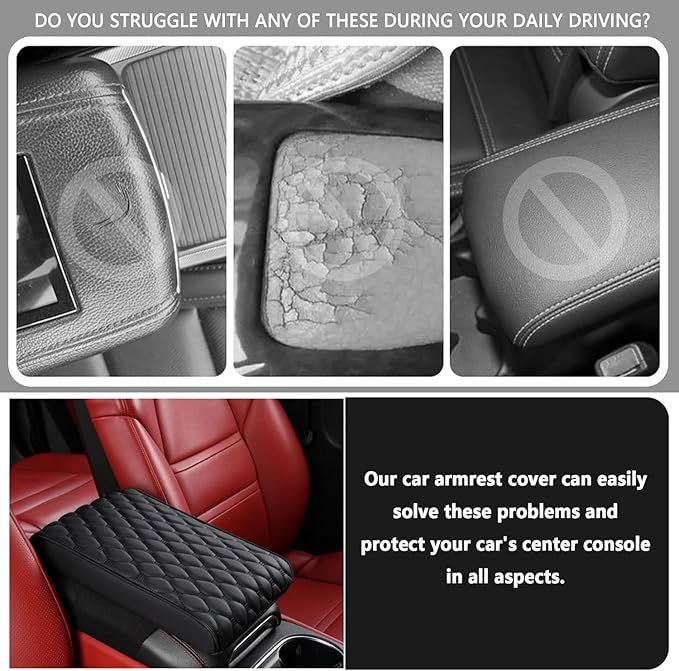 Auto Armrest Cushion Pads for Honda Accord Crosstour(2010-2012) Accessories Car Centre Console Armrest Pad Durable Material and Easy to Clean-is Waterproof and Anti-Scratch