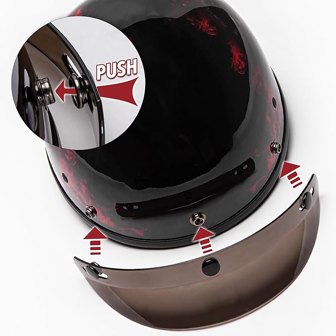 Cartman Cruiser Scooter Motorcycle Half Face Helmet, Red Skull USA Graphics, DOT Approved for Bike Scooter ATV UTV Chopper Medium