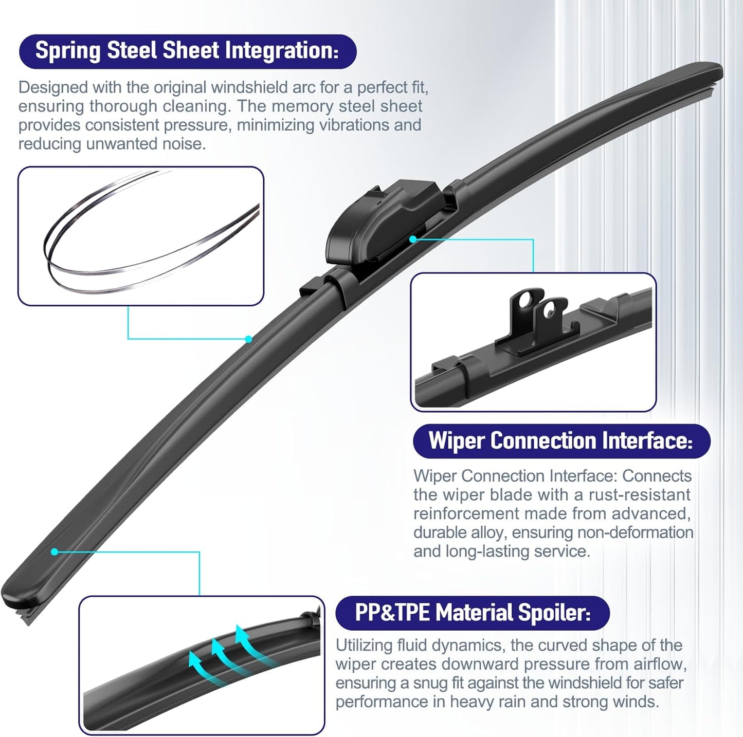 AJK Front Windshield Wiper for Hyundai Venue 2020 2021 2022 2023 2024, Original Equipment Back Window Wipers Blades, Conventional, Vehicle Specific Fit, Pack of 3
