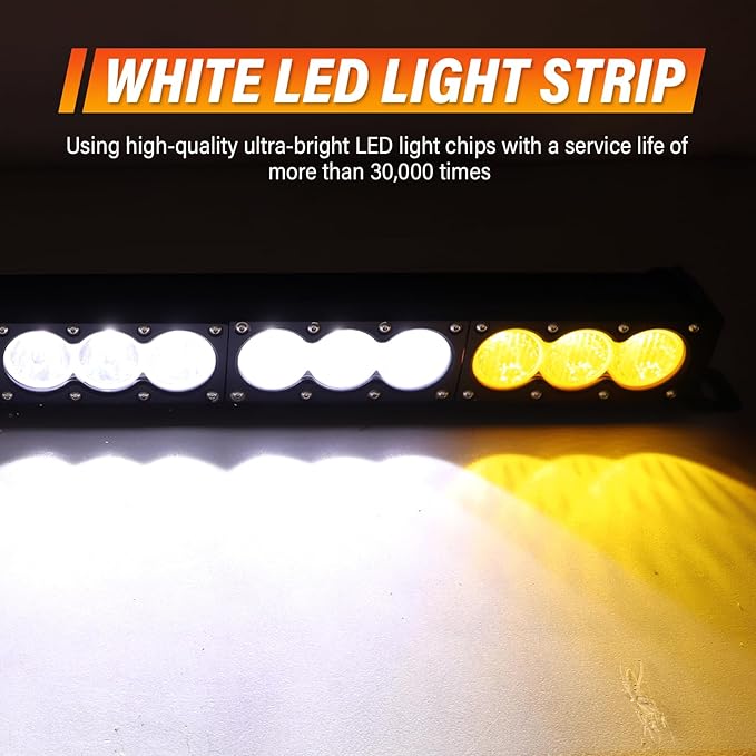 AUXTINGS 28 inch Single Row Dual Color LED Light Bar 150W Off Road Light Bar White Amber Combo LED Work Light Truck UTV 4x4 Cars SUVs ATVs Boats Fog Driving Light with Wiring Harness kit