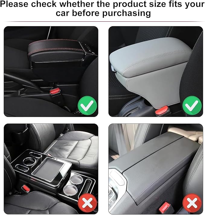 Car Armrest Storage Box for Cadillac SRX 2004–2016 2013 2014 2015, Sport-Style Center Console Organizer with Side Pocket, PU Leather Armrest Cushion, Elbow Support Pad,B White