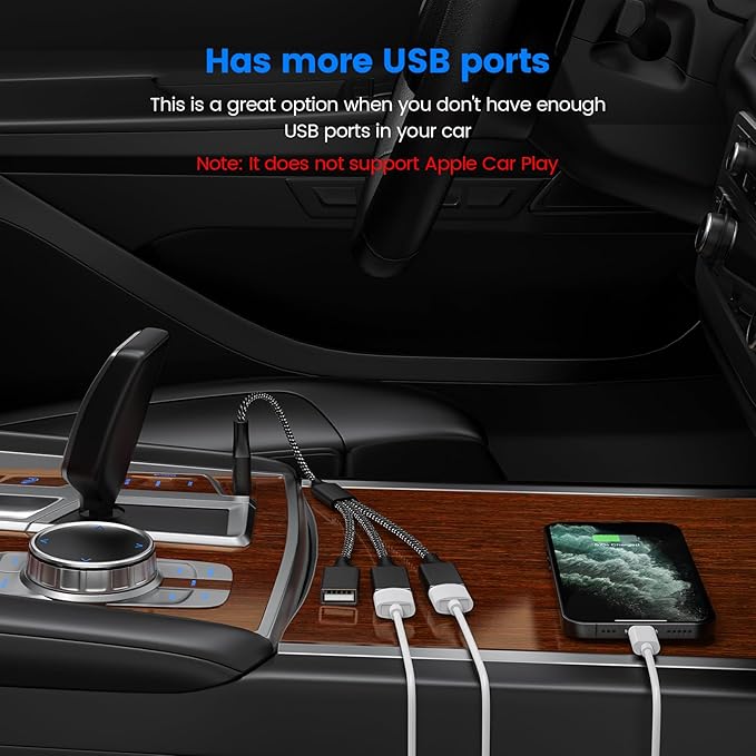 MOGOOD USB 3-Port Expander, 1 Male to 3 Female Extension Cord, Braided & Durable – Fast Data Transfer & Charging Split for Laptop, Car, Keyboard, Mouse, Flash Drive, LED Strip