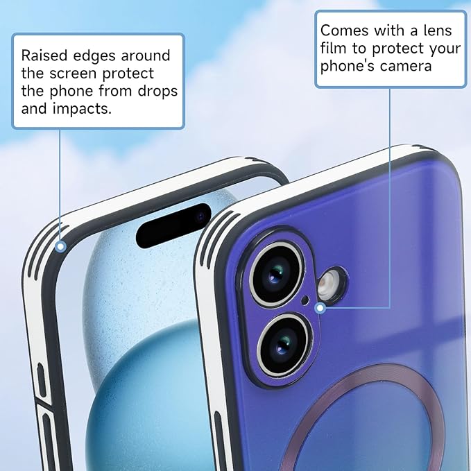Guppy Compatible with iPhone 17 Magnetic Case, with Full Camera Lens Protector [Compatible with MagSafe] Scratch Resistant Gradient Glass Back Cover Phone Case-Purple