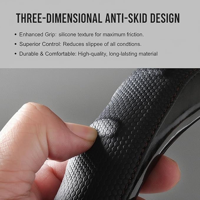 Heavy Duty Truck Steering Wheel Cover 17.5-18 Inch, Carbon Fiber with Anti-Slip Grip, X-Large Wheel Protector for Commercial Semi-Trucks, Buses and RVs (Brown/Black)