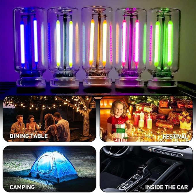 2Pcs Car USB Night Light, Touch Adjustment LED Ambient Lighting Plug in USB Automotive Night Lamps, Mini LED Bulb for Car, Camping, Holiday, Decoration, Bedroom, Party(Green)