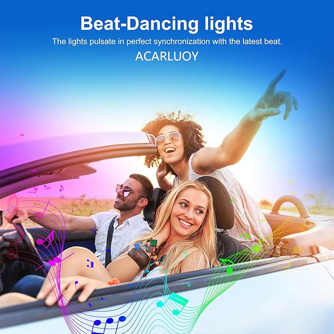 Acrylic Car LED Ambient Light, Fiber Optic Interior Light Strip, 24 Million Types, Ambient Light KKT that Swings with The Melody of Music (RGB Color 18 in 1)