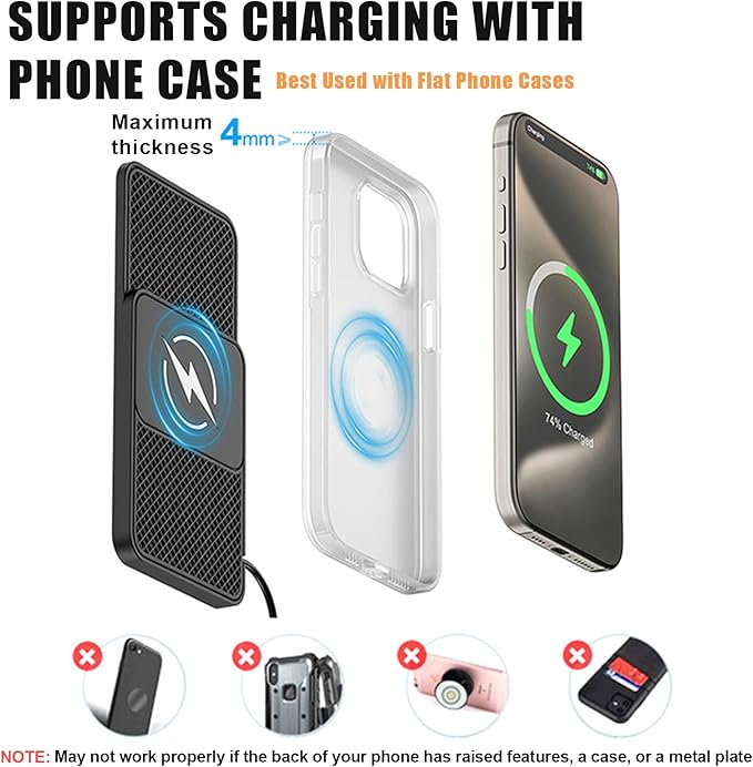 Wireless Car Phone Charger for Lexus RC 300/350/300 F SPORT/350 F Sport, Type C/USB 20W Fast Charging Pad, Non-Slip Charging Station for Travel Home Office Desk, Lightweight,Type-C