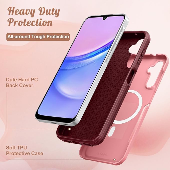 for Samsung Galaxy A14 5G Phone Case - Compatible with MagSafe Women Girls Cute Magnetic Protective Cover Girly Flower Blossom Heavy Duty Shockproof Design for Samsung Galaxy A14 5G Cases