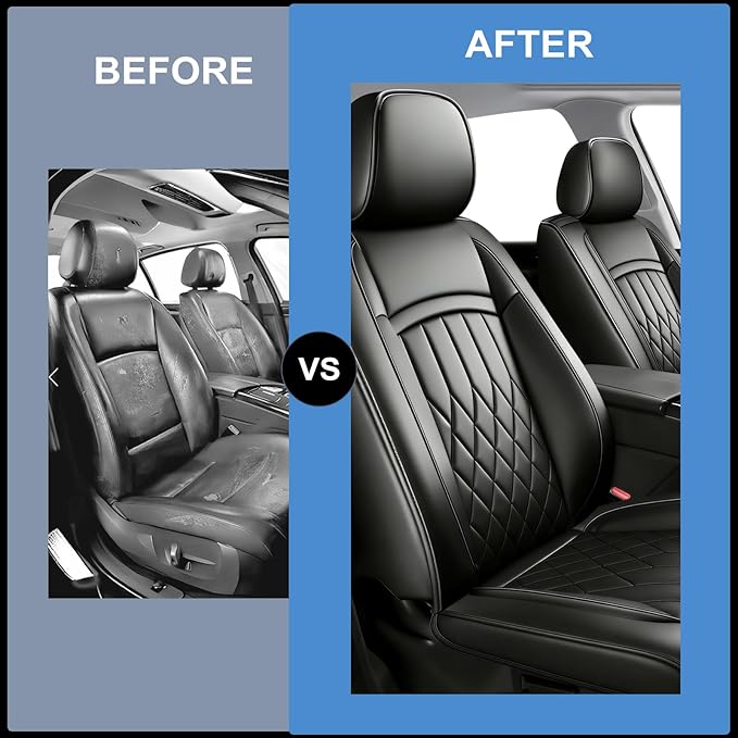 Fit for Accent Seat Covers Compatible with Hyundai Accent 2017-2026 - Waterproof Breathable Leather Automotive Seat Cushions Protector,Airbag Compatible,Only 2 Front seat Covers(Black)