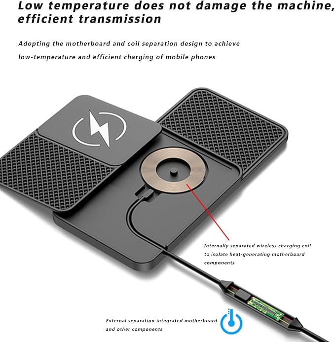 Wireless Car Charger Pad for BMW 5er F10 F11 F18 F90 G30 G31 G38, Phone Cordless Charging Mat Center Console Non-Slip 20W Fast Wireless Type-C/USB,A 30cm Cable Type-C Plug-Normal