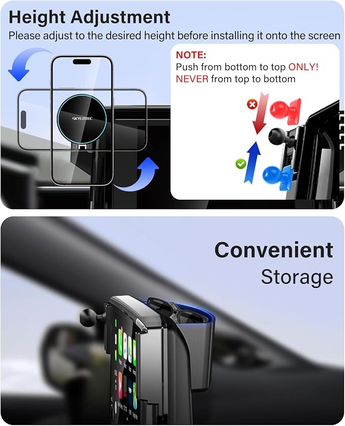 SKYLOTEC Phone Holder for BMW X5 X6 2024-2026/X7 2023-2026 Accessories 14.9-Inch Screen, Car Magnetic Phone Mount Compatible with MagSafe, Magnets 15W Fast Wireless Charger Cell Phone Base