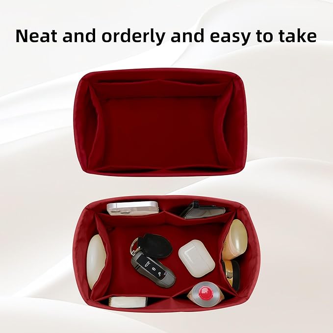 DGAZ Silk Purse Organizer Insert Fits LV Speedy 16/20/25/30/35/40/45 bags，Silky Smooth Bag Organizer，Luxury Handbag & Tote Shaper(Wine Red,SP40)