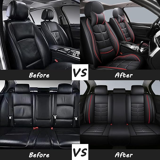 Leather Car Seat Covers Fit for Toyota 4Runner 1991-2024, 5 Seater Car Seat Cover, Premium Waterproof, Scratch Resistant Car Interior Accessories (Full Set with Pillow Beige)