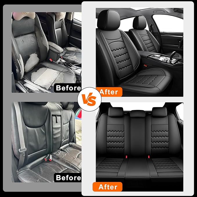 CX-50 Car Seat Covers Custom Fit for Mazda CX-50 2023-2026, Full Coverage Premium Leather Waterproof Breathable Seat Covers, Automotive Seat Protectors, Airbag Compatible(2 Front Seats, Black)