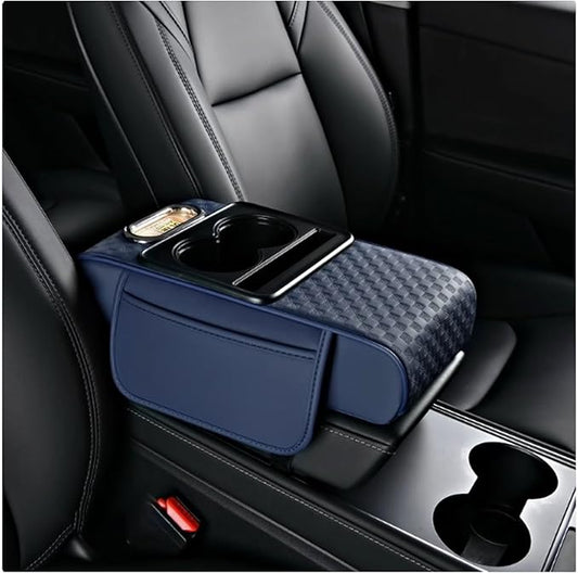 Car Arm Rest Cushion for Mazda CX-5, Center Console Armrest Pillow Car Armrest Pad Trucks with Cup Holder, Armrest Pad Storage Bag(Blue)