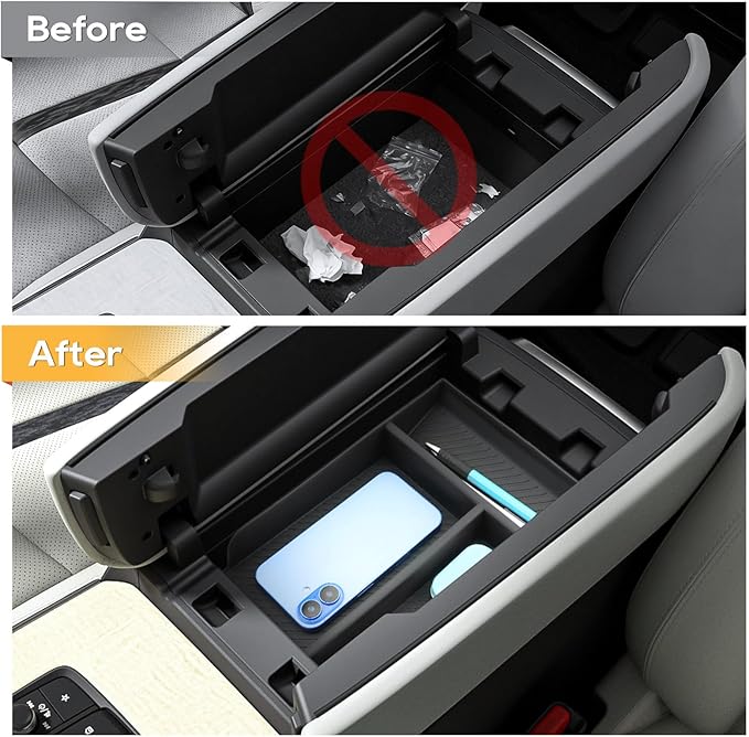 LFOTPP for Mazda CX-90 CX-70 Center Console Organizer for 2024 2025 2026 Mazda CX-90 CX-70 Middle Armrest Storage Tray Insert, OEM Fit, Non-Slip Waterproof 6PCS Interior Accessories