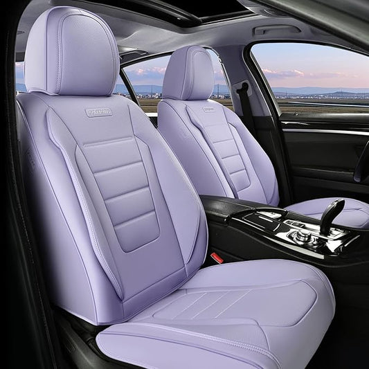 Coverado Car Seat Covers Front, Seat Covers for Cars, Waterproof 2-Pack Car Seat Cushions, Leather Carseat Seat Protectors, Universal Seat Covers Fit for Most Sedans SUV Pick-up Trucks(Purple)