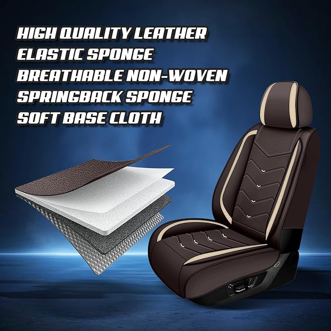Car Seat Covers for Mercedes-Benz S-Class 2005-2025, Premium Nappa Leather Car Seat Cover, Stylish Sport Seat Covers， Automobile Seat Cover Sets.(Standard 2 Seats/Coffee Color)