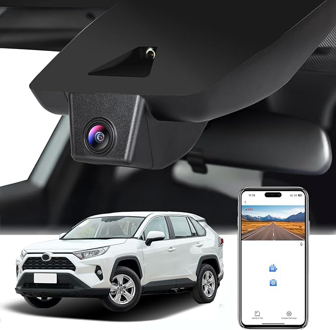 YuYue Electronic 4K Dash Cam Compatible with Toyota RAV4 2019-2021, Prime 2021-2024,LE Limited Premium XLE TRD Hybrid Model A,No Vent Hole,OEM Size,UHD 2160P,Loop Record,G Sensor,WiFi & APP,64GB Card
