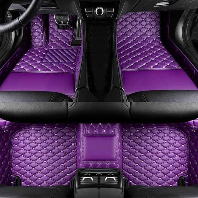 Customize Making Car Floor Mats for 99.99% Sedan SUV Pickup Truck Full Coverage Men Women Cute Leather Protection Pads Non-Slip Floor Liners (Purple)
