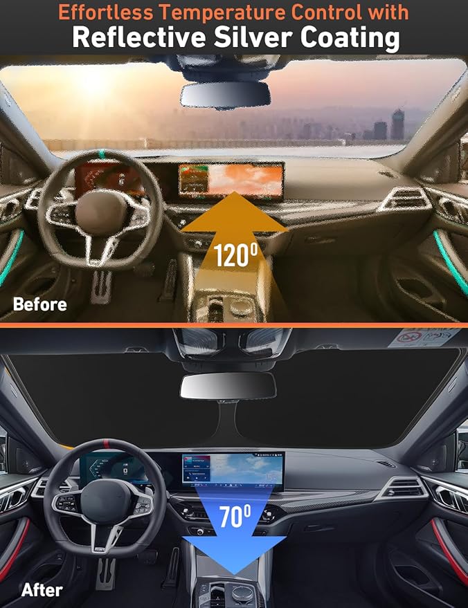 EcoNour Windshield Sunshade Compatible for Subaru Impreza WRX/WRX STI 2008-2013 2014 2015, Sun Visor for Front Windshield & Window Sun Shade Cover, UV Heat Blocker & Protector, Car Accessories