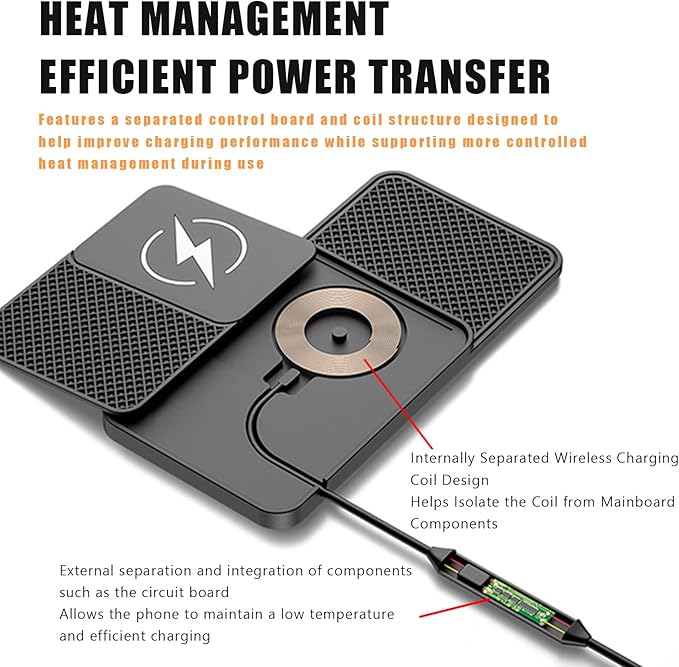 Wireless Car Phone Charger for Lexus GX460 (2010–2023), Type C/USB 20W Fast Charging Pad, Non-Slip Charging Station for Travel Home Office Desk, Lightweight,Type-C