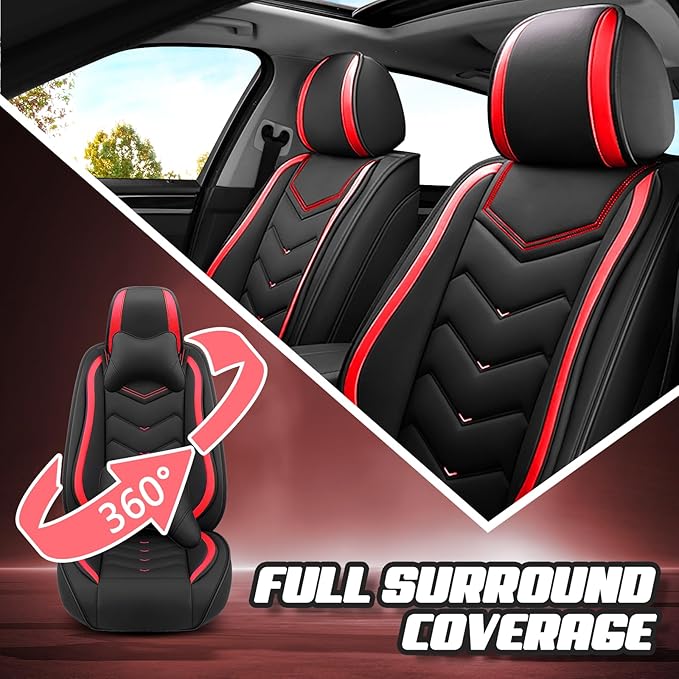 Car Seat Covers for Lexus ES 350 2007-2026, Premium Nappa Leather Car Seat Cover, Stylish Sport Seat Covers， Automobile Seat Cover Sets.(Standard 5 Seats/Black Red)
