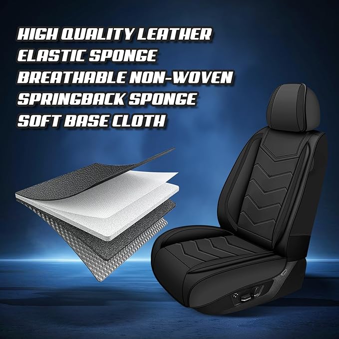 Car Seat Covers for Mercedes-Benz S-Class 2005-2025, Premium Nappa Leather Car Seat Cover, Stylish Sport Seat Covers， Automobile Seat Cover Sets.(Luxury 2 Seats/Pure Black)