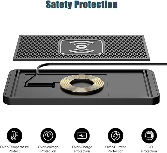 Wireless Charging Pad for Car for Toyota Camry XV50 2012 2013 2014 2015 2016 2017-pr, 15W Fast Wireless Charger Mat Non-Slip Silicone Car Center Console Phone Charging Pad,A/15W-Type-c
