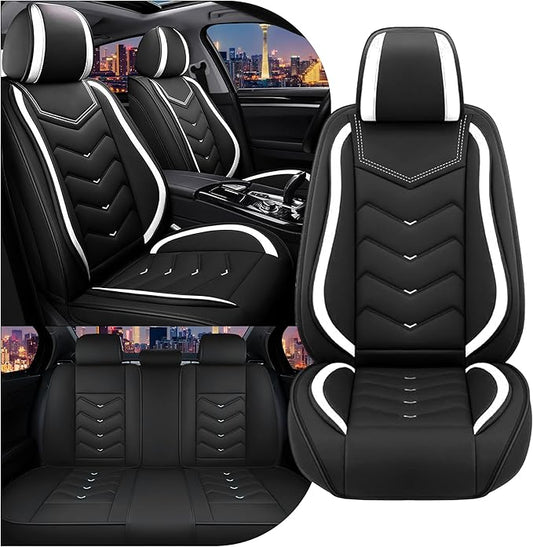 CTDS Car Seat Covers for Nissan Pathfinder 2000-2026, Stylish Sport Seat Cover, Premium Nappa Leather Car Seat Cover. Automobile Seat Covers Sets.(Standard 5 Seats/Black White)