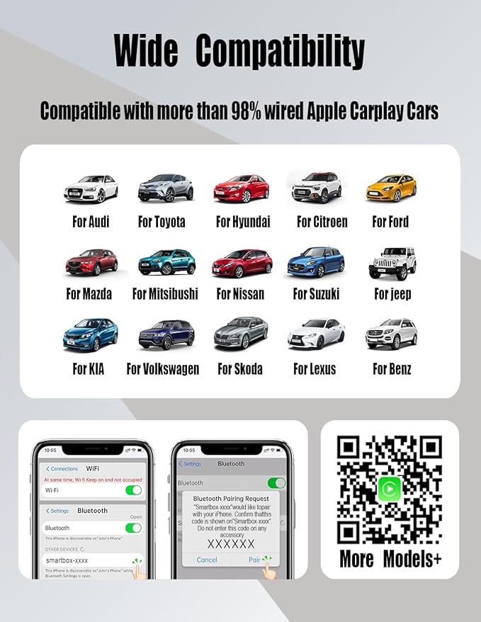 2026 Upgraded USB Wireless CarPlay Adapter for iPhone, Bluetooth 5.8 and Wi-Fi 6, Automatic & Zero-Delay Connection, Android auto Carplay Wireless Adapter for Android and iOS Systems. (Dark Gray)
