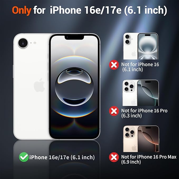 SUPFINE Magnetic for iPhone 17e Case/iPhone 16e Case with Screen Protector (Compatible with MagSafe) (Military Grade Drop Protection) Translucent Matte Shockproof Phone Cover,Starry Orange