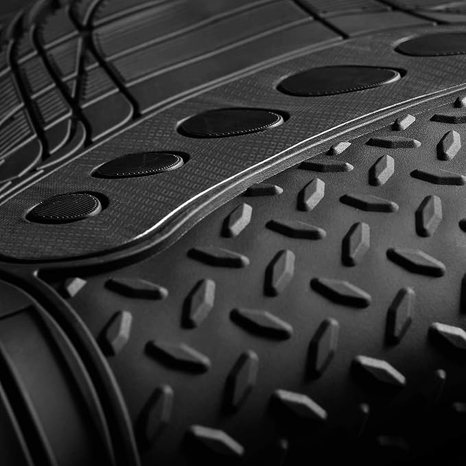 FH Group Automotive Floor Mats - Heavy-Duty Footprint Design Rubber Floor Mats for Cars, Universal Fit Full Set, Climaproof Floor Mats, Trimmable Floor Mats for Most Sedan, SUV, Truck Floor Mats Gray