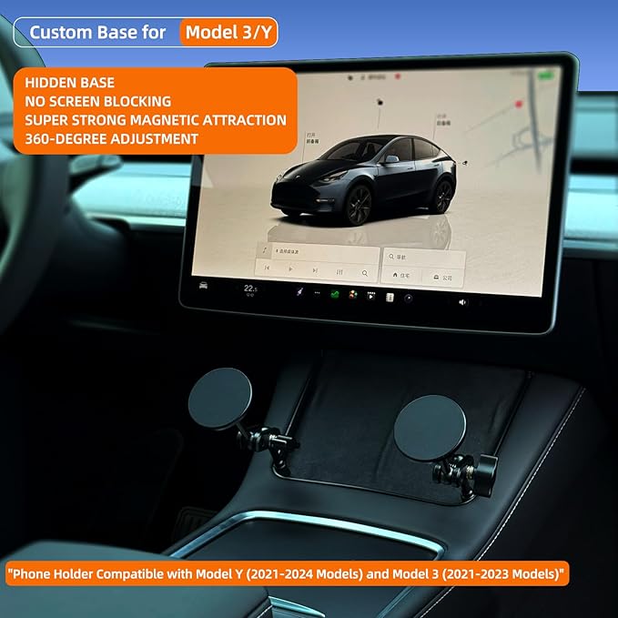 Center Console Mount, Magnetic Phone Holder for Older Tesla Model Y/3, Compatible Only with 2021-2024 Versions (Single Magnetic Bracket Package)