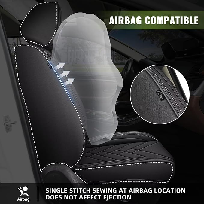 AOMSAZTO Car Seat Covers Fit for Acura RDX 2007-2026: Full Set Premium Seat Covers Waterproof Leather Automotive Seat Cushion Protector Compatible with Airbag(5 Seats, Black)