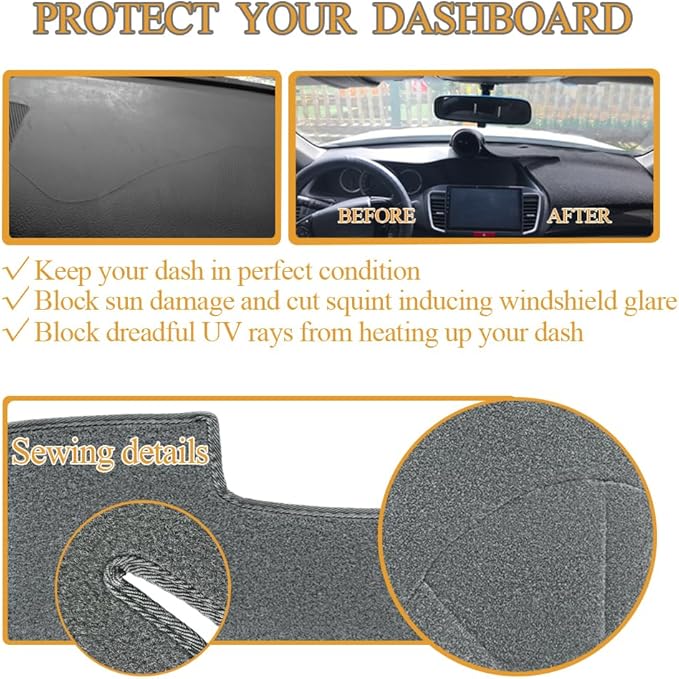 Dash Cover Mat Custom Fit for Ford F150 Raptor 2009 2010 2011 2012 2013 2014 with Light Sensor Dashboard Cap Pad Carpet Protector (09-14 Charcoal Gray) J21